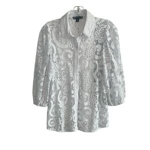 Saks Fifth Avenue White Lace Blouse